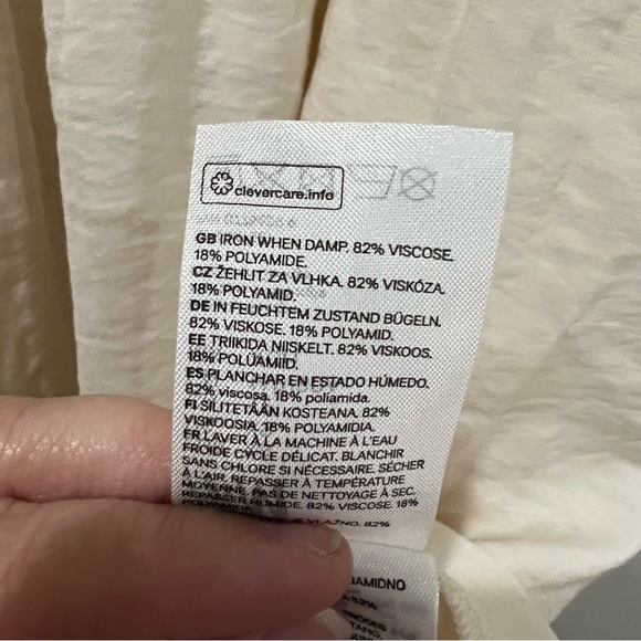 H&M XS Voluminous Cream Off White Long Balloon Sleeve Tiered Midi Dress R - Picture 6 of 6